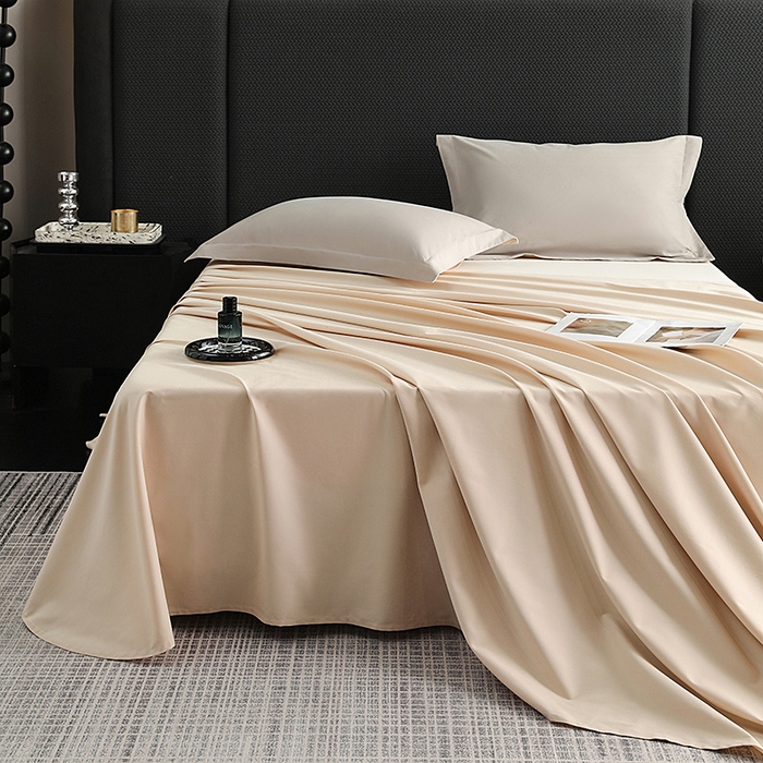 91家纺网 家纺一手货源 找家纺 莱阁亿 2025秋冬新款高支高密全棉纯棉磨毛双拼纯色单床单床单单件 奶芋色