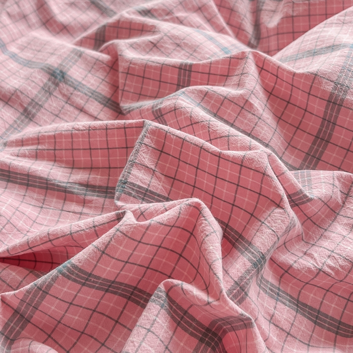 91家纺网 家纺一手货源 找家纺 2024最新无印良品风双拼全棉色织水洗棉加牛奶绒四件套简约全棉拼牛奶绒 棉+绒-瓦尔粉