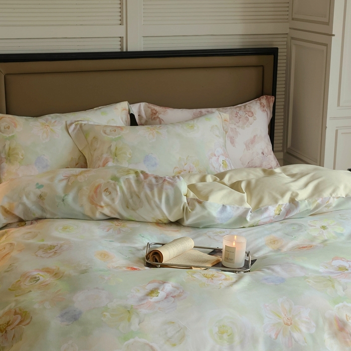 91家纺网 家纺一手货源 找家纺 久典家居 2024新款60S天丝棉数码磨毛四件套 苏羽-绿