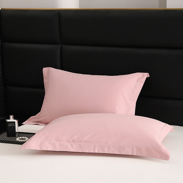 91家纺网 家纺一手货源 找家纺 莱阁亿 2025秋冬新款高支高密全棉纯棉磨毛双拼纯色单枕套 枕套单件 藕肤色