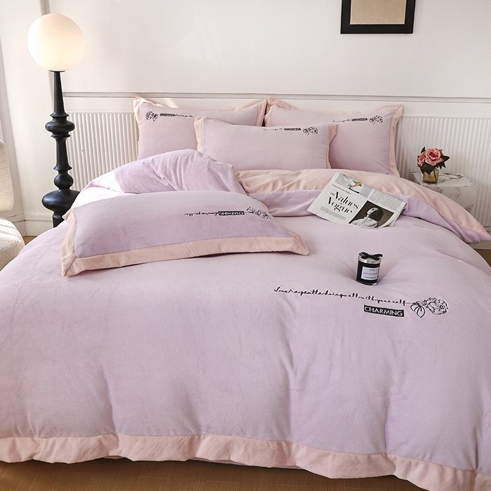 91家纺网 家纺一手货源 找家纺 大渔生活 2025新款牛奶绒刺绣四件套-玫瑰故事 玫瑰故事-皮粉