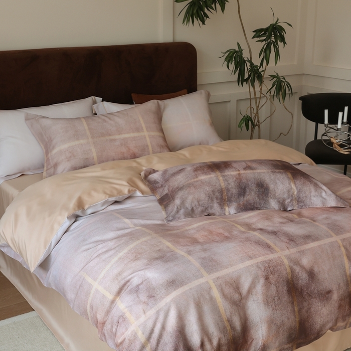 91家纺网 家纺一手货源 找家纺 久典家居 2024新款60S天丝棉数码磨毛四件套 暮粉