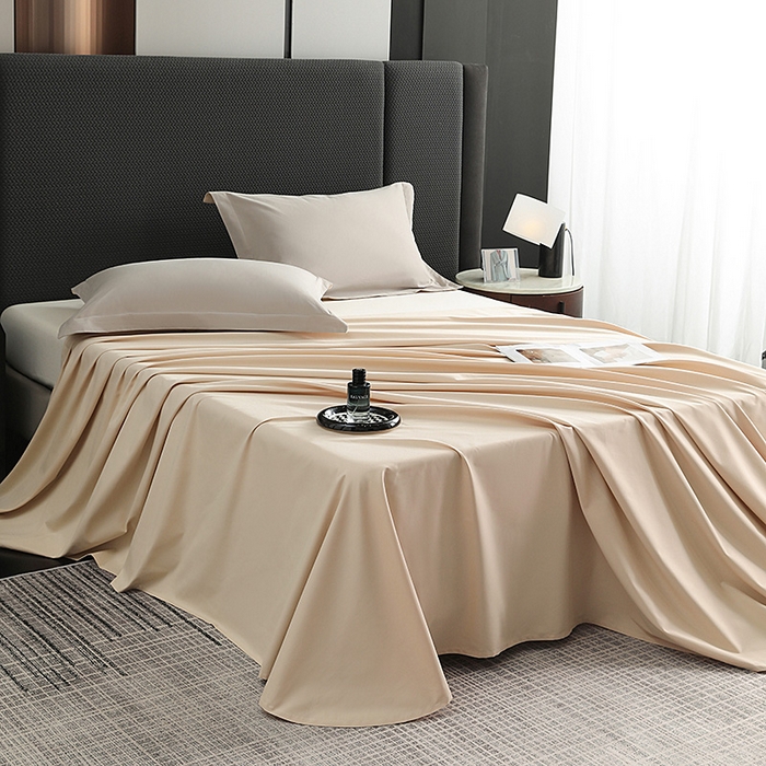 91家纺网 家纺一手货源 找家纺 莱阁亿 2025秋冬新款高支高密全棉纯棉磨毛双拼纯色单床单床单单件 奶芋色