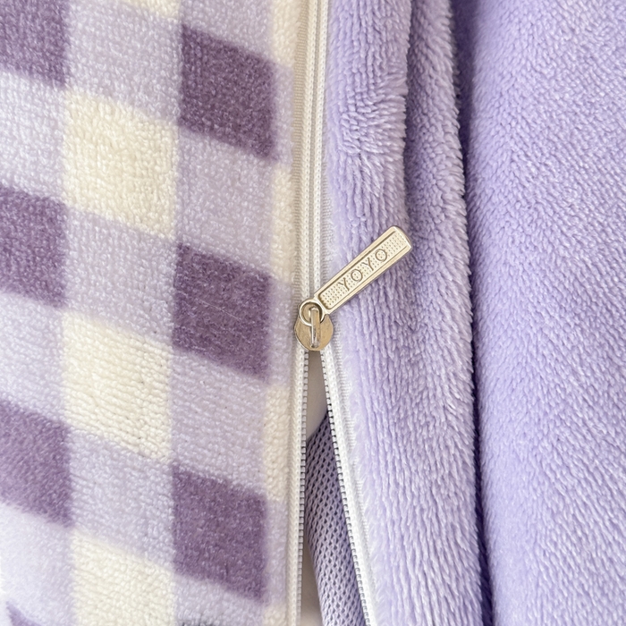 91家纺网 家纺一手货源 找家纺 妖妖家纺 2024新款高克重200克印花牛奶绒四件套 格子蝴蝶结-紫