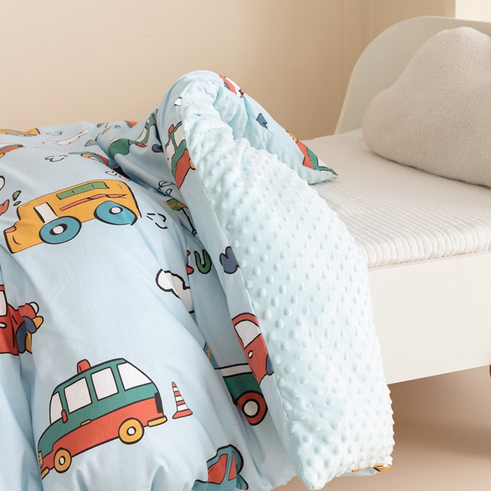 91家纺网 家纺一手货源 找家纺 嗨生活 2025新款全棉豆豆被儿童豆豆被春秋被冬被幼儿园可拆款被子 汽车滴滴