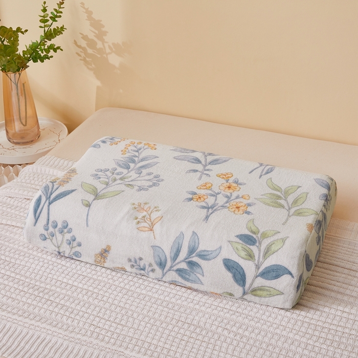 91家纺网 家纺一手货源 找家纺 翎盈家纺 2024新款加厚高克重牛奶绒乳胶枕头套 兰花