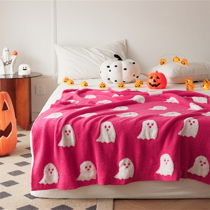 91家纺网 家纺一手货源 找家纺 （总）暖绵绵家纺 2025新款半边绒系列盖毯披肩毯毯子-幽灵