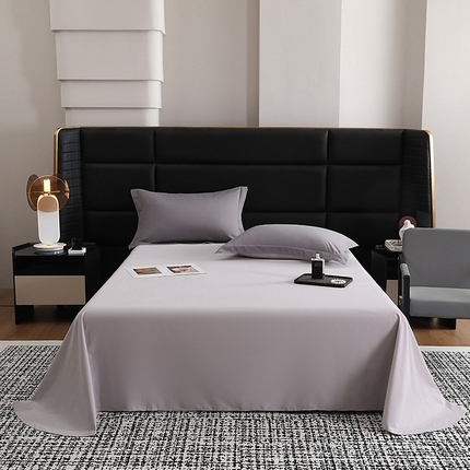 莱阁亿 2025秋冬新款高支高密全棉纯棉磨毛双拼纯色单床单床单单件 浅灰