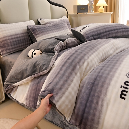 91家纺网 家纺一手货源 找家纺 （总）千嘻汇家纺 2024新款兔兔绒牛奶绒泡泡四件套