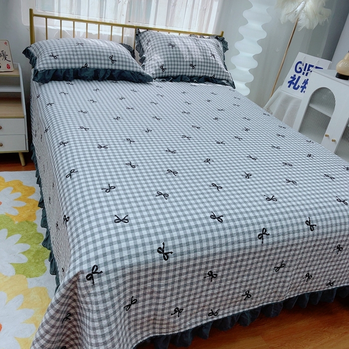 91家纺网 家纺一手货源 找家纺 2024新款亲肤舒适法式床盖三件套 芳菲