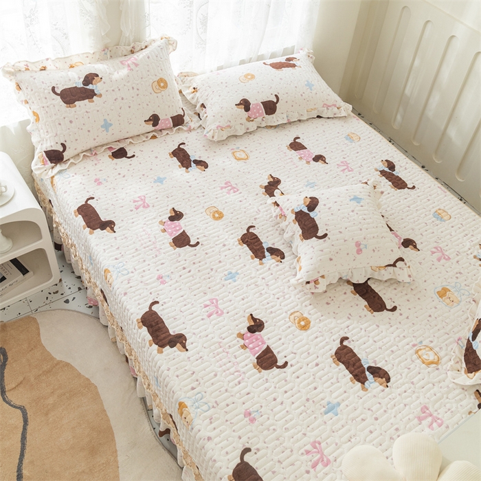 91家纺网 家纺一手货源 找家纺 美优兰 2025秋冬新款牛奶绒榻榻米垫床盖（可定制） 腊肠狗