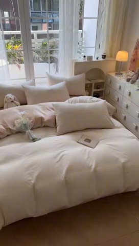 91家纺网 家纺一手货源 找家纺 2024最新无印良品风双拼全棉色织水洗棉加牛奶绒四件套简约全棉拼牛奶绒 棉+绒-米极细条