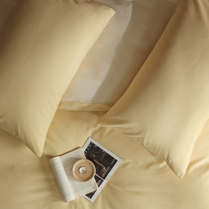 91家纺网 家纺一手货源 找家纺 久典家居 2024新款100支长绒棉磨毛纯色双拼四件套 浅米黄双拼