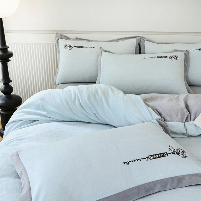 91家纺网 家纺一手货源 找家纺 大渔生活 2025新款牛奶绒刺绣四件套-玫瑰故事 玫瑰故事-豆绿