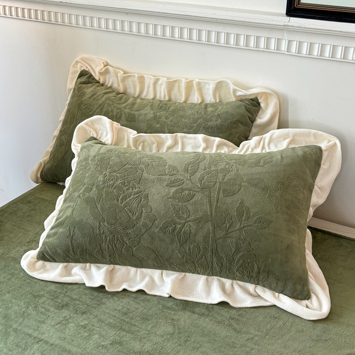 91家纺网 家纺一手货源 找家纺 大境 2024新款维也纳牛奶绒提花四件套维也纳-绿