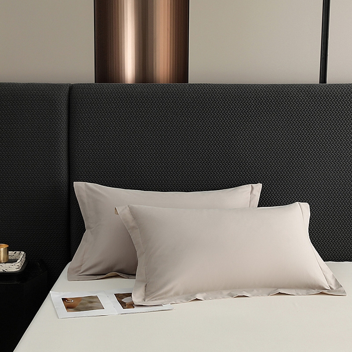 91家纺网 家纺一手货源 找家纺 莱阁亿 2025秋冬新款高支高密全棉纯棉磨毛双拼纯色单枕套 枕套单件 大麦灰&可可棕