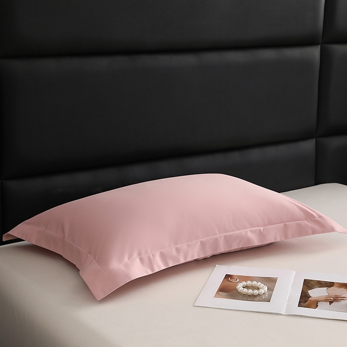 91家纺网 家纺一手货源 找家纺 莱阁亿 2025秋冬新款高支高密全棉纯棉磨毛双拼纯色单枕套 枕套单件 藕肤色