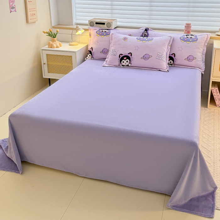 91家纺网 家纺一手货源 找家纺 妖妖家纺 2024新款高克重200克印花牛奶绒四件套 飞入星球