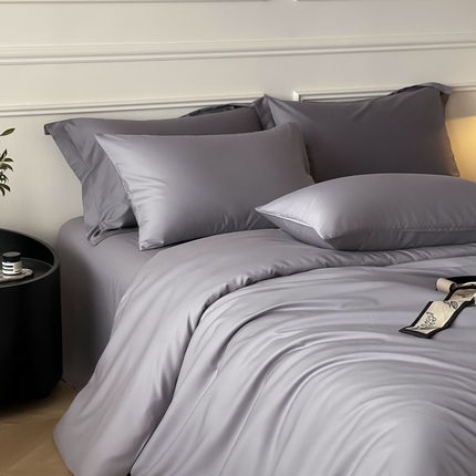 Mr.pig猪先生水洗棉 2024新款天丝棉纯色四件套 芋泥紫