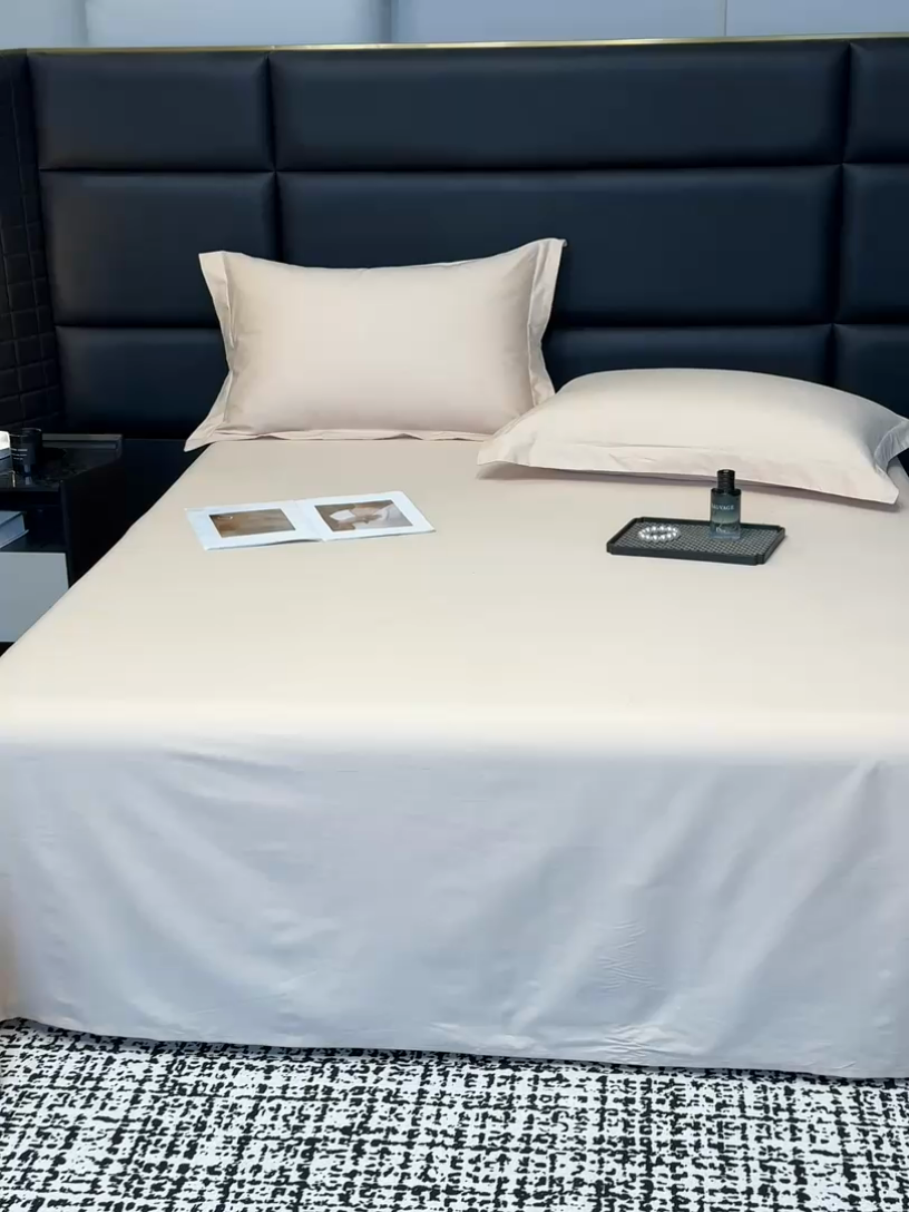 91家纺网 家纺一手货源 找家纺 莱阁亿 2025秋冬新款高支高密全棉纯棉磨毛双拼纯色单床单床单单件 奶芋色