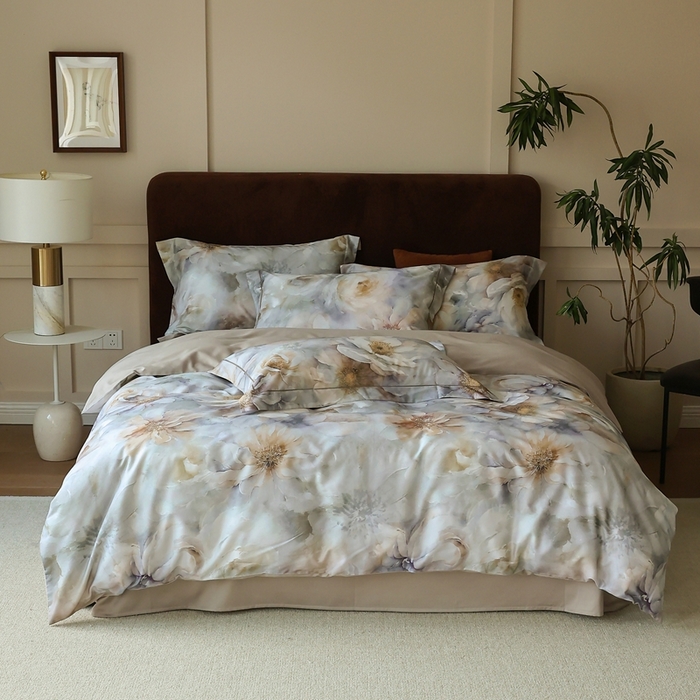 91家纺网 家纺一手货源 找家纺 久典家居 2024新款60S天丝棉数码磨毛四件套 萨曼莎