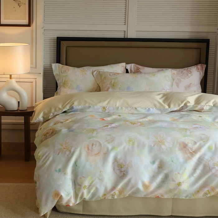 91家纺网 家纺一手货源 找家纺 久典家居 2024新款60S天丝棉数码磨毛四件套 苏羽-绿