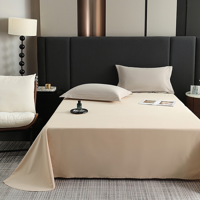 91家纺网 家纺一手货源 找家纺 莱阁亿 2025秋冬新款高支高密全棉纯棉磨毛双拼纯色单床单床单单件 奶芋色