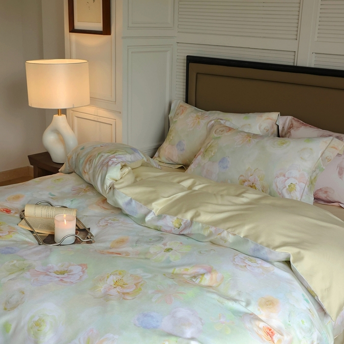 91家纺网 家纺一手货源 找家纺 久典家居 2024新款60S天丝棉数码磨毛四件套 苏羽-绿