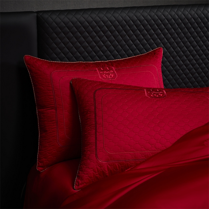 91家纺网 家纺一手货源 找家纺 高大尚婚庆馆 2025秋冬新款长绒棉臻棉系列婚庆款多件套 牵手一生-红