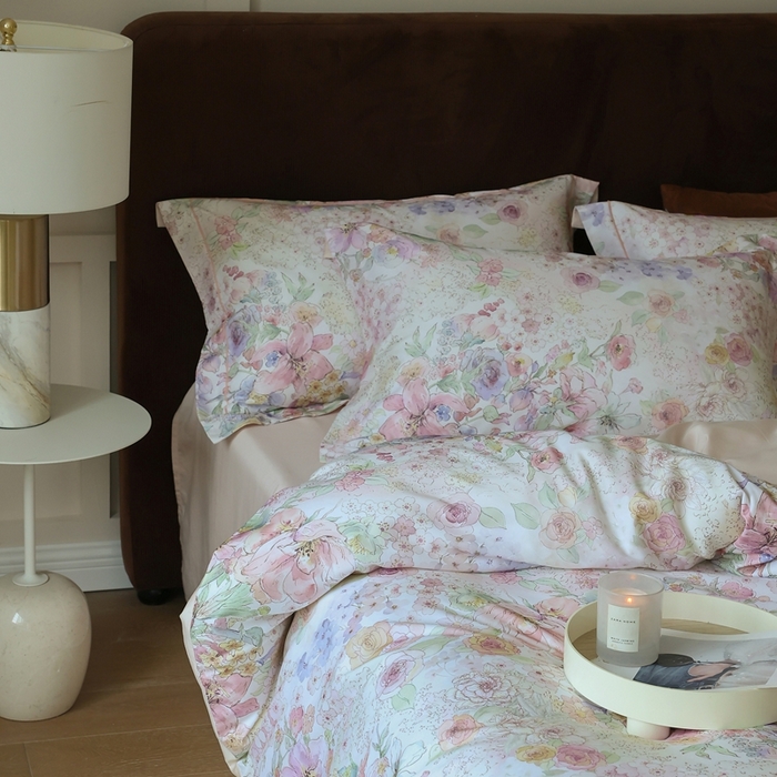 91家纺网 家纺一手货源 找家纺 久典家居 2024新款60S天丝棉数码磨毛四件套 花溪物语