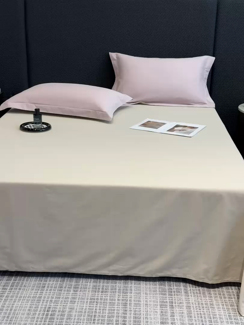 91家纺网 家纺一手货源 找家纺 莱阁亿 2025秋冬新款高支高密全棉纯棉磨毛双拼纯色单床单床单单件 灰紫