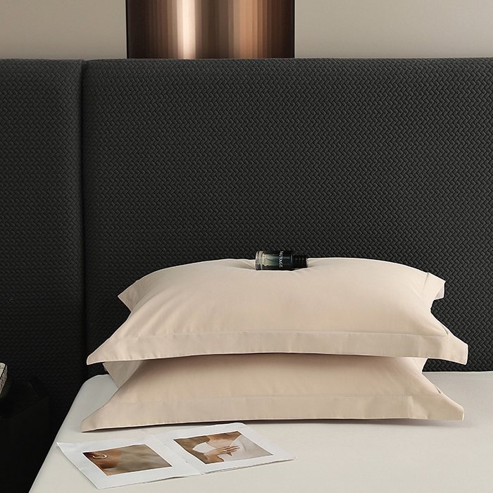 91家纺网 家纺一手货源 找家纺 莱阁亿 2025秋冬新款高支高密全棉纯棉磨毛双拼纯色单枕套 枕套单件 可可棕&浅灰