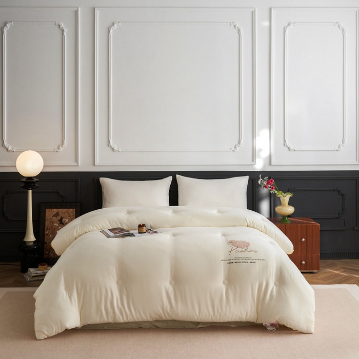 91家纺网 家纺一手货源 找家纺 莱福仕家纺 2024新款A类有氧羊绒抗菌冬被被子被芯 可可米