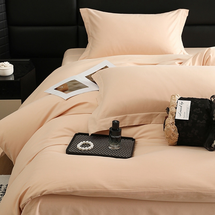 91家纺网 家纺一手货源 找家纺 莱阁亿 2025秋冬新款高支高密全棉纯棉磨毛双拼纯色单被套被套单件 巧克力