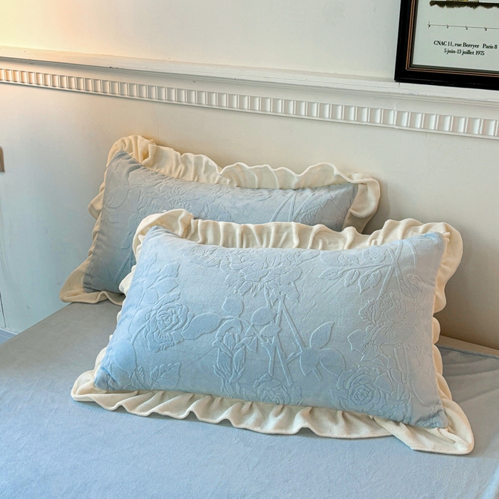 91家纺网 家纺一手货源 找家纺 大境 2024新款维也纳牛奶绒提花四件套维也纳-蓝