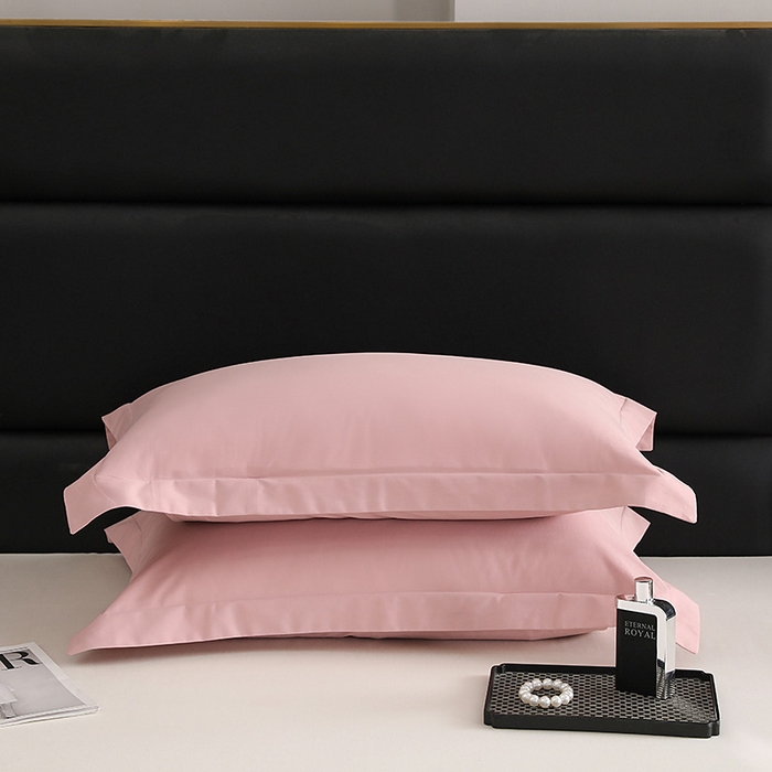 91家纺网 家纺一手货源 找家纺 莱阁亿 2025秋冬新款高支高密全棉纯棉磨毛双拼纯色单枕套 枕套单件 藕肤色