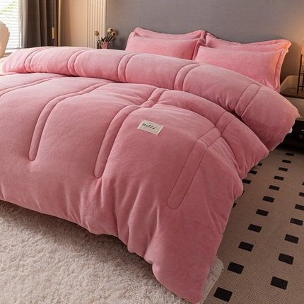 暖芯家纺 2025新款牛奶绒加厚冬被被子被芯春秋被 粉玉