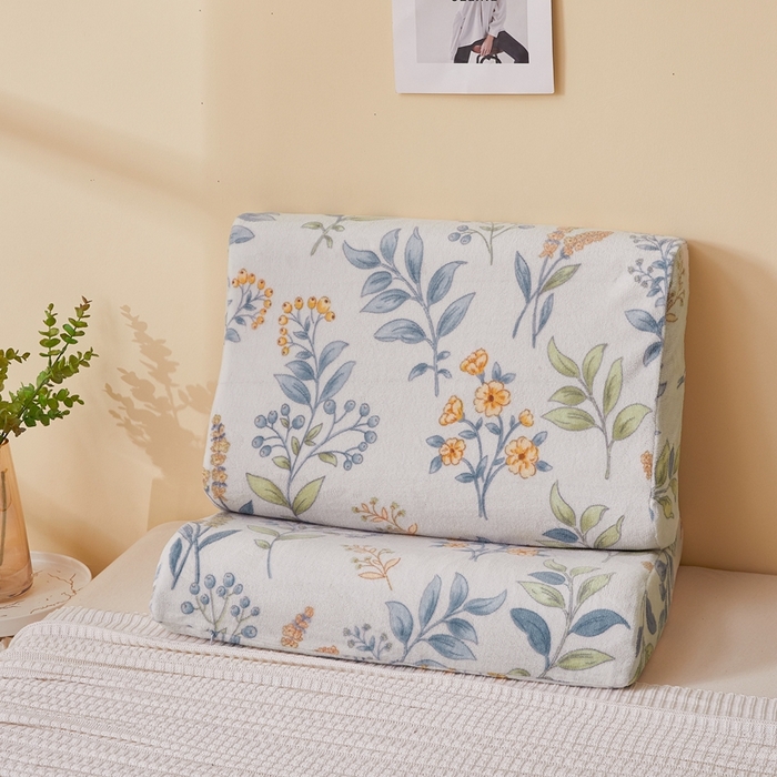 91家纺网 家纺一手货源 找家纺 翎盈家纺 2024新款加厚高克重牛奶绒乳胶枕头套 兰花