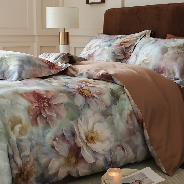 91家纺网 家纺一手货源 找家纺 久典家居 2024新款60S天丝棉数码磨毛四件套 莫奈印象