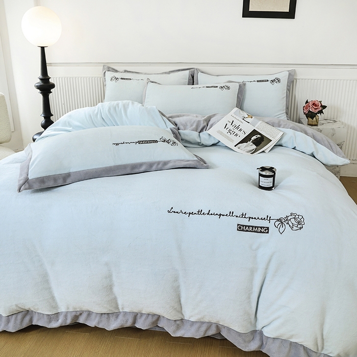 91家纺网 家纺一手货源 找家纺 大渔生活 2025新款牛奶绒刺绣四件套-玫瑰故事 玫瑰故事-豆绿