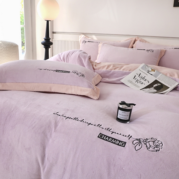 91家纺网 家纺一手货源 找家纺 大渔生活 2025新款牛奶绒刺绣四件套-玫瑰故事 玫瑰故事-皮粉