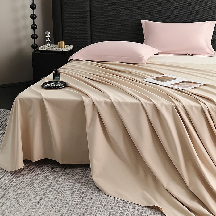 91家纺网 家纺一手货源 找家纺 莱阁亿 2025秋冬新款高支高密全棉纯棉磨毛双拼纯色单床单床单单件 灰紫