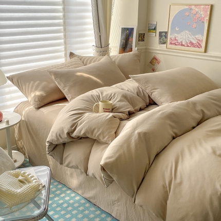 91家纺网 家纺一手货源 找家纺 （总）仟网汇 2024新款美 肤棉纯色双拼四件套