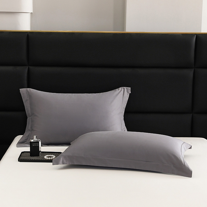 91家纺网 家纺一手货源 找家纺 莱阁亿 2025秋冬新款高支高密全棉纯棉磨毛双拼纯色单枕套 枕套单件 北欧灰