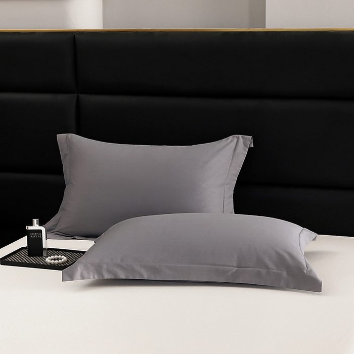 91家纺网 家纺一手货源 找家纺 莱阁亿 2025秋冬新款高支高密全棉纯棉磨毛双拼纯色单枕套 枕套单件 北欧灰