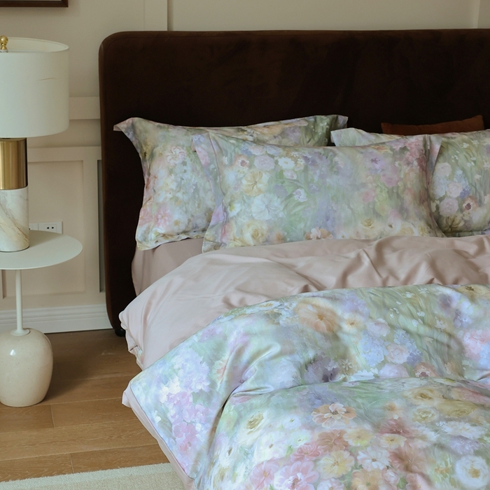 91家纺网 家纺一手货源 找家纺 久典家居 2024新款60S天丝棉数码磨毛四件套 玛格丽特