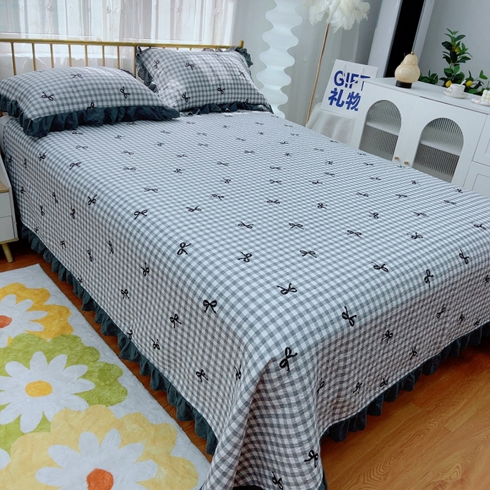 91家纺网 家纺一手货源 找家纺 2024新款亲肤舒适法式床盖三件套 芳菲