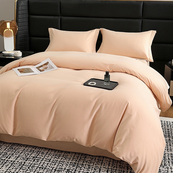 91家纺网 家纺一手货源 找家纺 莱阁亿 2025秋冬新款高支高密全棉纯棉磨毛双拼纯色单被套被套单件 巧克力