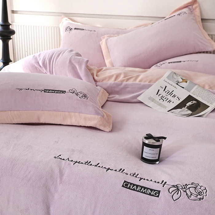 91家纺网 家纺一手货源 找家纺 大渔生活 2025新款牛奶绒刺绣四件套-玫瑰故事 玫瑰故事-皮粉