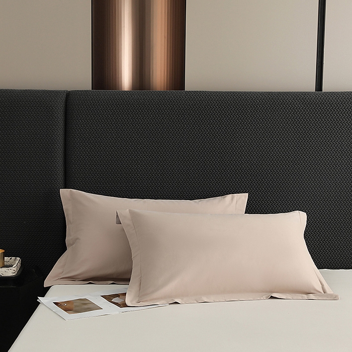 91家纺网 家纺一手货源 找家纺 莱阁亿 2025秋冬新款高支高密全棉纯棉磨毛双拼纯色单枕套 枕套单件 灰紫&摩登灰